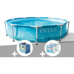 Intex - kit piscine tubulaire metal frame ocean ronde 3, 05 x 0, 76 m + bche  bulles + 6 cartouches ...