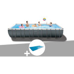 Intex - kit piscine tubulaire ultra xtr frame rectangulaire 7, 32 x 3, 66 x 1, 32 m + bche  bulles