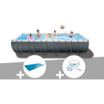 Intex - kit piscine tubulaire ultra xtr frame rectangulaire 7, 32 x 3, 66 x 1, 32 m + bche  bulles ...