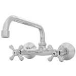 Invena - robinet cuisine mitigeur chrome mural bec sup�rieur manettes croisillons