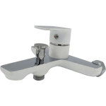 Invena - robinet mitigeur baignoire blanc chrome mural monocommande dokos Invena - robinet mitigeur baignoire blanc chrome mural monocommande dokos