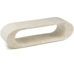 Iperbriko - table basse moderne pour tlvision en pierre beige 130 x 35 x h 35 cm