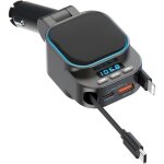 Compatible avec iphone 16, 15, 14, 13 et 12 - chargeur de voiture r�tractable 96 w avec adaptateur bluetooth, ...