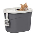 Iris ohyama, bac � liti�re ferm�, pelle incluse, couvercle � trous, pour chat, tecl - 20, gris