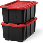 Iris ohyama, caisse rangement plastique avec couvercle robuste, 100l, lot de 2, noir, utb - 27