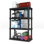 Iris ohyama, etagere de rangement plastique , 5 niveaux, capacit 120kg, facile  monter, noir, prs - ...