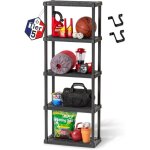 Iris ohyama, etagere de rangement plastique , 5 niveaux, capacit 125kg, facile  monter, noir, prs - ...