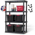 Iris ohyama, large etagere de rangement plastique r�sistante, capacit� de 320 kg, noir, facile � assembler, ...