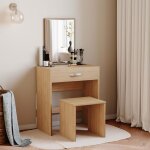 Isla ensemble coiffeuse avec miroir et tabouret 1 tiroir meuble de chambre h 130 x l 63, 5 x p 39 cm, ... Isla ensemble coiffeuse avec miroir et tabouret 1 tiroir meuble de chambre h 130 x l 63, 5 x p 39 cm, ...
