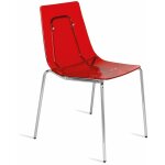 Chaise en mtal chrom et coque plastique salle  manger wind - rouge