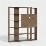 Itamoby - biblioth�que ouverte kato l avec panneau de meuble tv en noyer