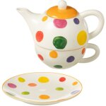 Ensemble th�i�re �go�ste en porcelaine � pois multicolores