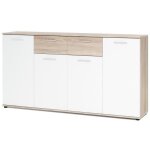 Jacky buffet bas classique blanc et decor chene mat - l 160 cm