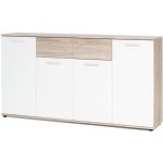 Jacky buffet bas classique blanc et decor chene mat - l 160 cm Jacky buffet bas classique blanc et decor chene mat - l 160 cm