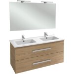 Meuble double vasque 120 cm jacob delafon ola up chêne colorado avec miroir et spot Meuble double vasque 120 cm jacob delafon ola up chêne colorado avec miroir et spot