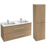 Meuble double vasque 120 cm jacob delafon ola up + colonne de salle de bain chne