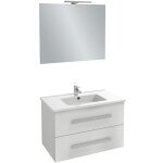 Meuble vasque 80 cm jacob delafon ola up blanc brillant avec miroir et spot