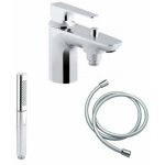 Mitigeur baignoire monotrou aleo + avec douchette 2 jets shift ellipse chrom et flexible lisse anti ...