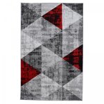 Jadorel - tapis salon et chambre 150x220 rouge et gris rectangle tiss motif gomtrique soltam