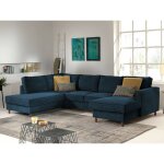 Lisa design - jake - canap panoramique d'angle gauche - convertible avec coffre - 7 places - en velours ...