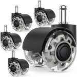 Jalleria - roulettes de chaise de bureau, 5 pièces, pivotantes à 360 degrés, anti - rayures, adaptées ... Jalleria - roulettes de chaise de bureau, 5 pièces, pivotantes à 360 degrés, anti - rayures, adaptées ...