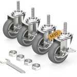 Jalleria - roulettes pour meubles 75 mm avec freins, m10 x 1, 5 x 30 mm lot de 4 roulettes pivotantes ...