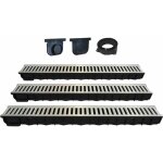 Jardibric - kit 3 caniveaux + grilles + obturateurs + connecteur ? 3m linéaire ? l 92 x h 66 mm classe ... Jardibric - kit 3 caniveaux + grilles + obturateurs + connecteur ? 3m linéaire ? l 92 x h 66 mm classe ...