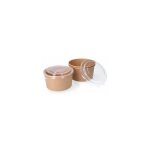 R�cipient rond en carton biod�gradable pour salade avec couvercle 1000cc (3 unit�s)