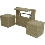 Jardideco - ensemble de balcon table et pouf ou banc naturel java