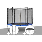 Jardideco - kit trampoline atlas  2, 44 m bleu + echelle + bche de protection