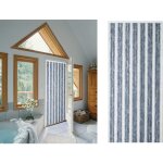 Jardideco - rideau de porte chenille florence gris blanc - 120 x 220 cm - morel