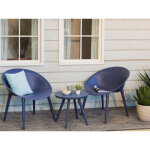 Jardideco - salon de jardin en plastique marbella bleu