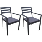 Jardiline - lot de 2 fauteuils de jardin en aluminium avec coussin gris palma Jardiline - lot de 2 fauteuils de jardin en aluminium avec coussin gris palma