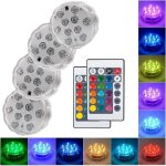 Jardin piscine lampe submersible � 4 led avec 2t�l�commande, aliment� par pile, spot lumineux submerg� ...