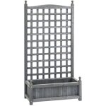 Jardini�re balconni�re bois gris clair avec treillis 64x28x120cm - support plantes grimpantes jardin