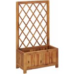 Jardini�re lit sur�lev� plantes fleurs jardin 100 cm avec treillis bois massif d'acacia