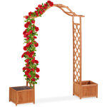 Relaxdays - jardinière pergola, bac fleurs, treillis plante grimpante bois 2 bacs à fleurs, 209 x 181 ... Relaxdays - jardinière pergola, bac fleurs, treillis plante grimpante bois 2 bacs à fleurs, 209 x 181 ...