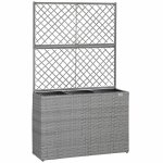 Jardinire en polyrotin avec treillis set de 3 pots de fleurs couleur au choix gris