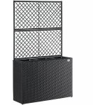 Jardinière en polyrotin avec treillis set de 3 pots de fleurs couleur au choix noir Jardinière en polyrotin avec treillis set de 3 pots de fleurs couleur au choix noir
