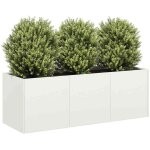Jardini�re - pot de fleur - bac � fleurs blanc 120x40x40 cm acier lamin� � froid