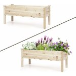 Goplus - jardiniere sur pieds en bois, bac a fleurs rectangulaire avec 5 trous de drainage pour legumes, ...