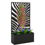 Jardini�re sur�lev�e avec brise - vue, bac � fleurs en m�tal, treillis de jardin 61 x 23 x 113 cm