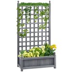 Jardini�re sur�lev�e avec treillis, bac � fleurs, jardini�re pour plantes grimpantes, arche pour rosiers ...