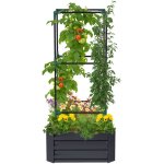 Jardini�re sur�lev�e avec treillis bac � fleurs avec tuteur, fond ouvert, r�sistant aux intemp�ries, ...