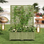 Jardini�re treillis 102x32x152cm - double bac fleurs pliable sur roulettes pour jardin terrasse balcon ...