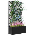 Jardini�re avec treillis bac � fleurs rectangulaire grande taille panneau d'intimit� m�tal 61 x 23 x ...