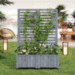 Jardini�re treillis roulettes 102x32x152cm - double bac � fleurs pliable pour jardin terrasse balcon ...