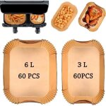 (jaune)papier cuisson air fryer pour philips airfryer s�rie 3000, papier cuisson pour philips dual basket ...