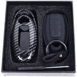 Jeffergarden �tui de cl� de voiture avec cha�nette, 4 boutons sensibles, style fibre de carbone noir, ...