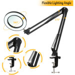 Jeffergarden lampe loupe, lampe de bureau avec loupe 8x et led, loupe eclairante avec pince en m�tal ...